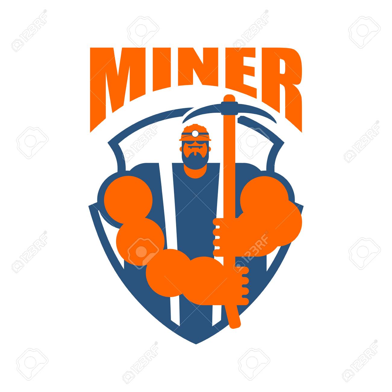 Miner Logo. Mining Bitcoin Crypto Currencies. Worker With Pickaxe. Vector  Illustration Royalty Free SVG, Cliparts, Vectors, and Stock Illustration.  Image 91297893.
