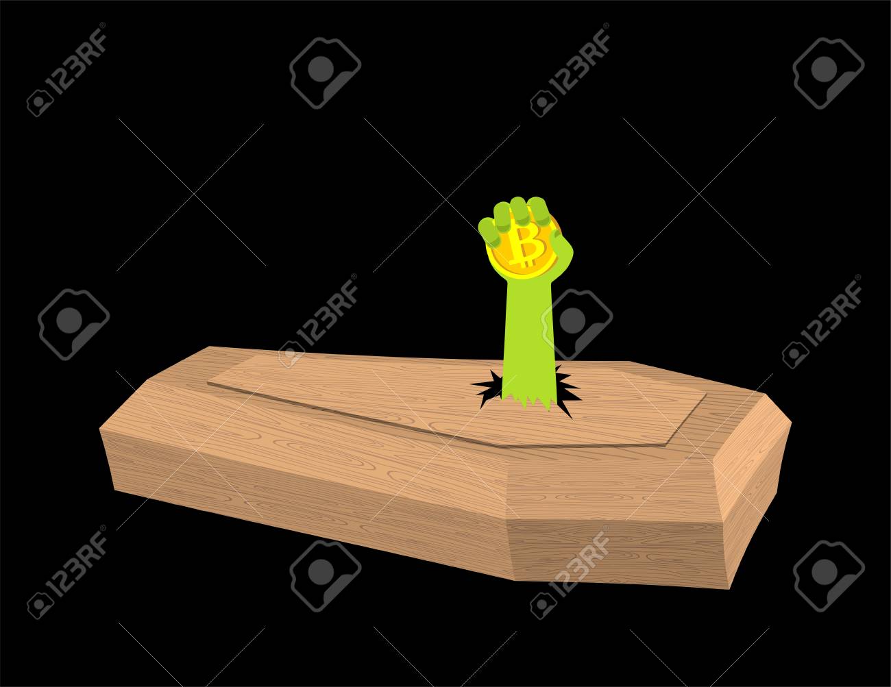 관 속 좀비의 손에 죽은 비트코인의 비트코인 상승 암호화폐 복구 전자현금 상승 로열티 무료 사진, 그림, 이미지 그리고 스톡포토그래피.  Image 113077278