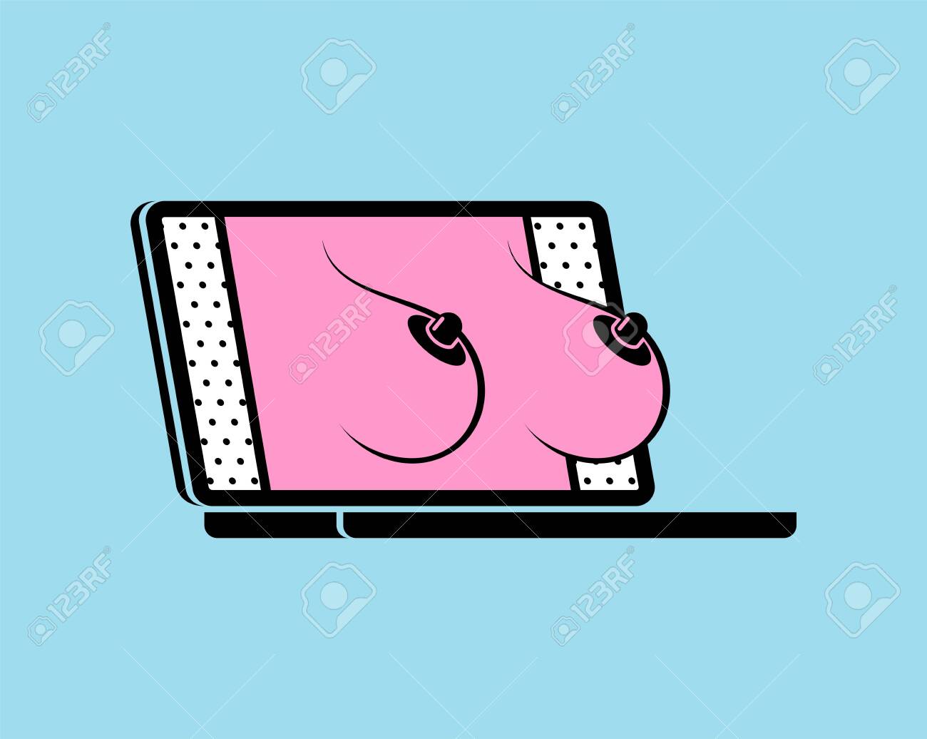 Boobs Erotica On Laptop Screen. Porn Video On Pc. XXX Content For Adults.  Royalty Free SVG, Cliparts, Vectors, and Stock Illustration. Image  135764396.