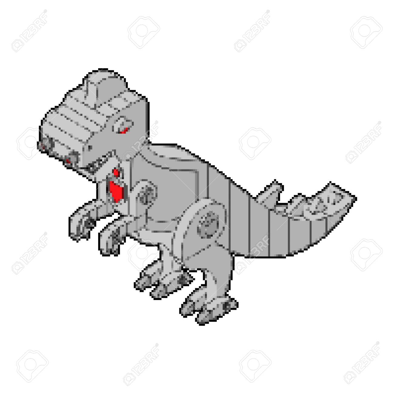 black and white robot dinosaur