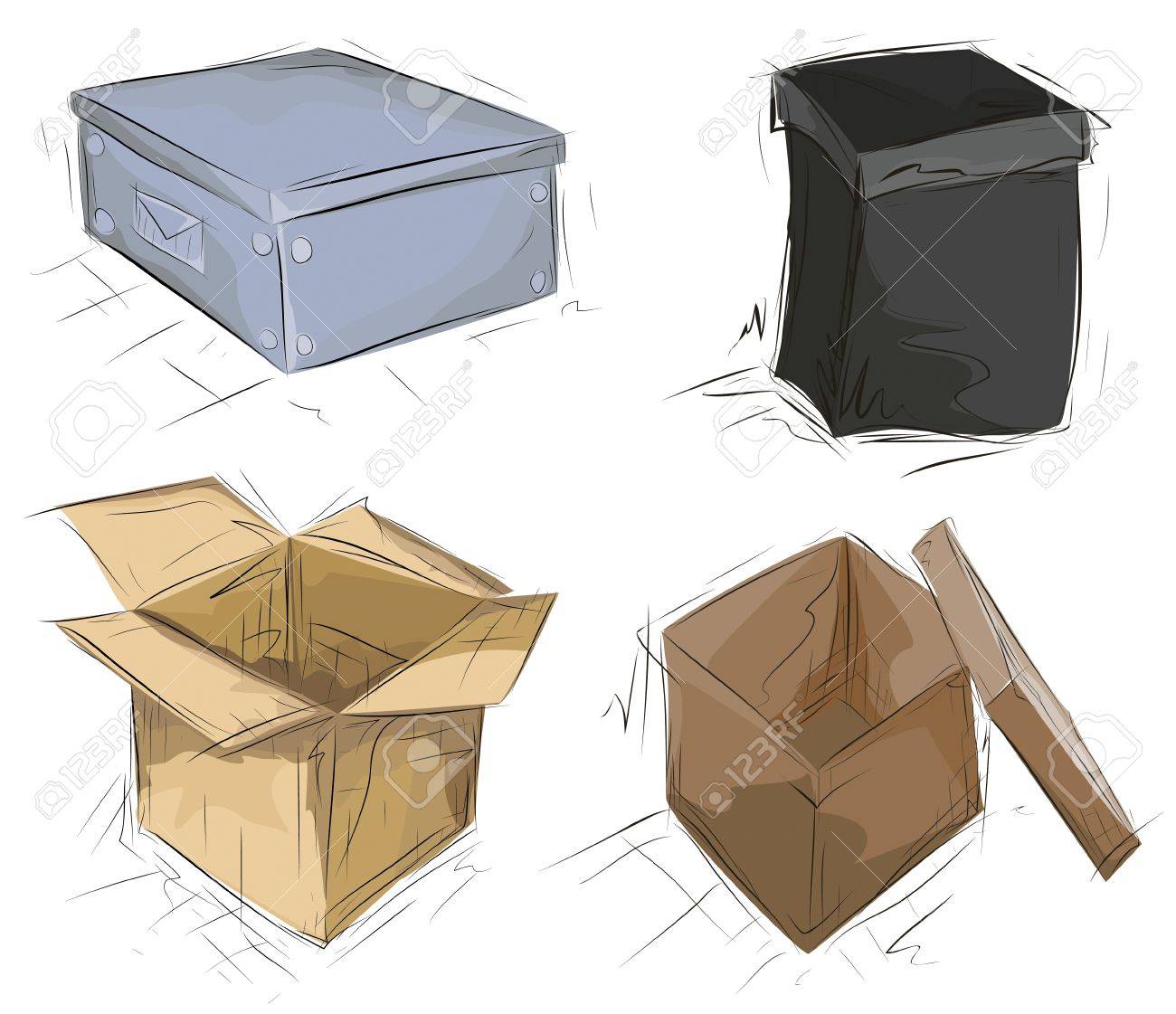 hand drawn boxes easy to manage boxes colors and sketches boxes colors