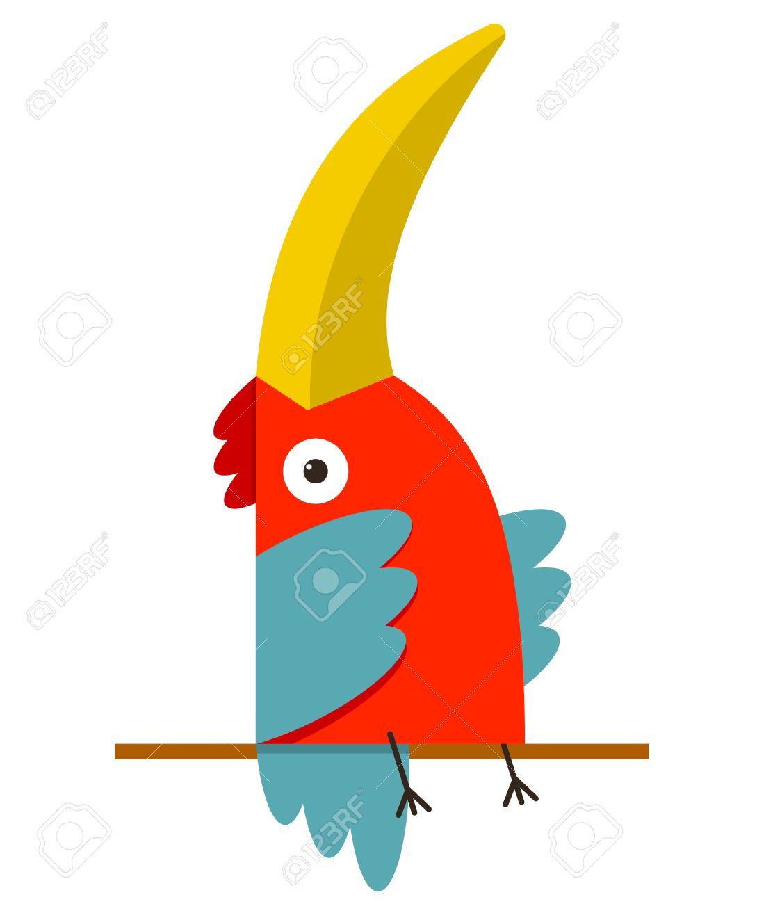 Oiseau Toucan Avec Big Bec Assis Dessin Animé Coloré Exotique Vector Illustration Oiseau Rouge Eps8