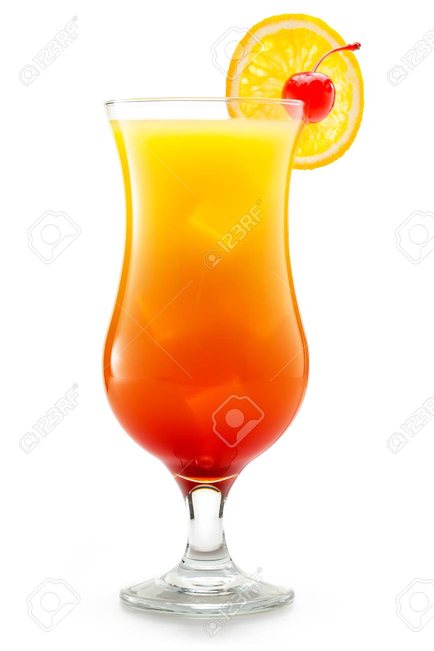 Tequila Sunrise Cocktail Glass Isolated On White Background Stock Photo Picture And Royalty Free Image Image 88169647