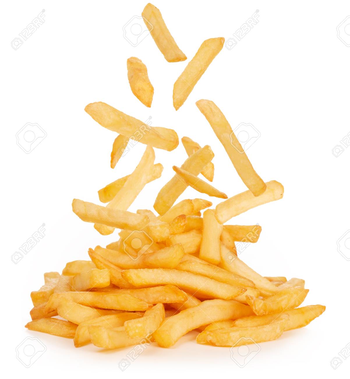 french fries falling isolated on white background - 118832728 french fries falling isolated on white background - 118832728