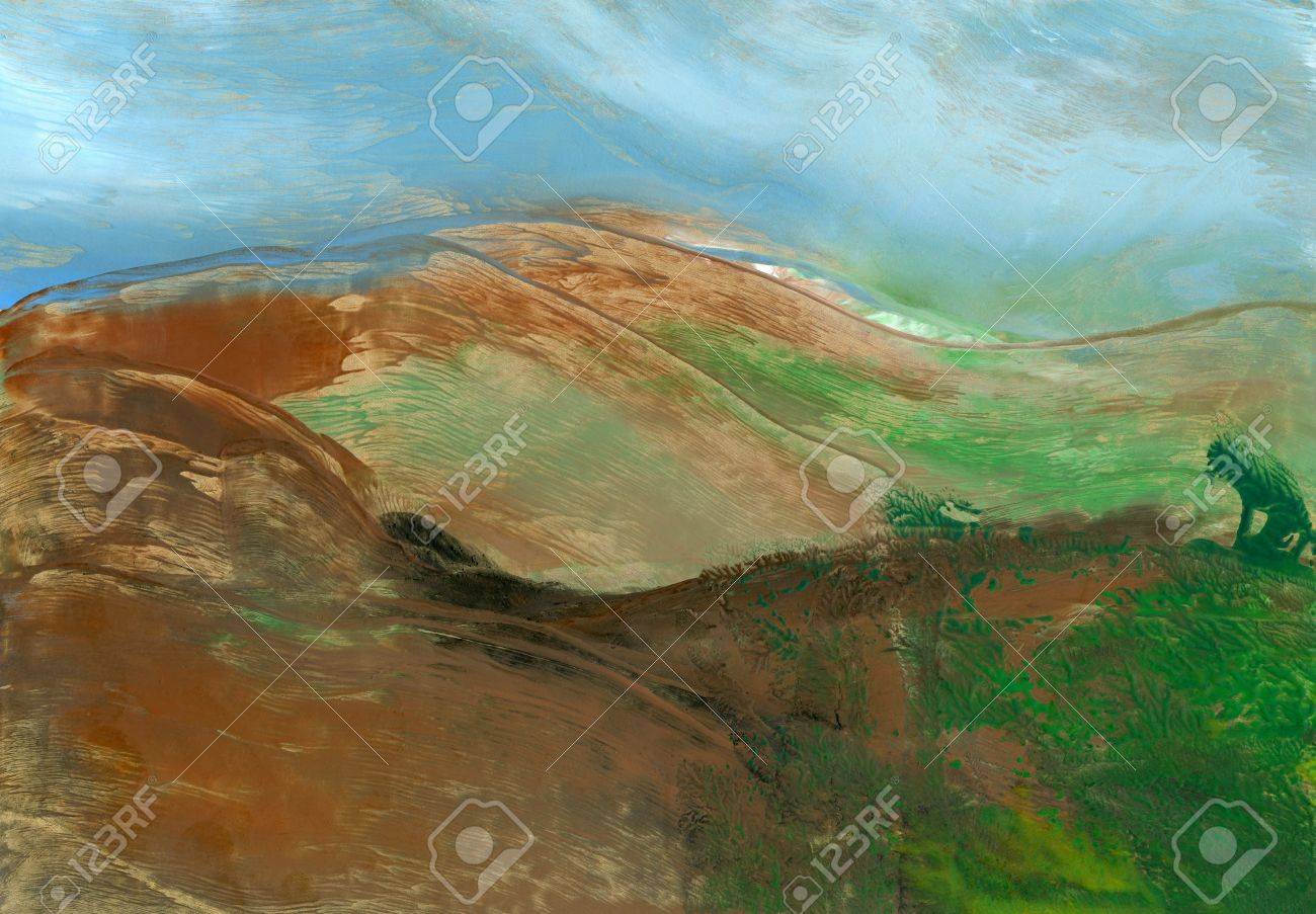 風景画 油彩額縁 ブラウン 約30cm x 40cm