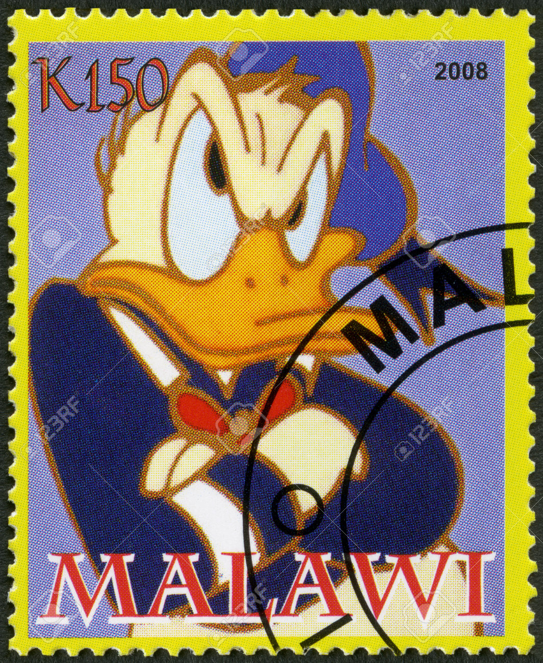 マラウイ 08 年頃 紀元前 08 年マラウイ ドナルド ダックの印刷スタンプ の写真素材 画像素材 Image