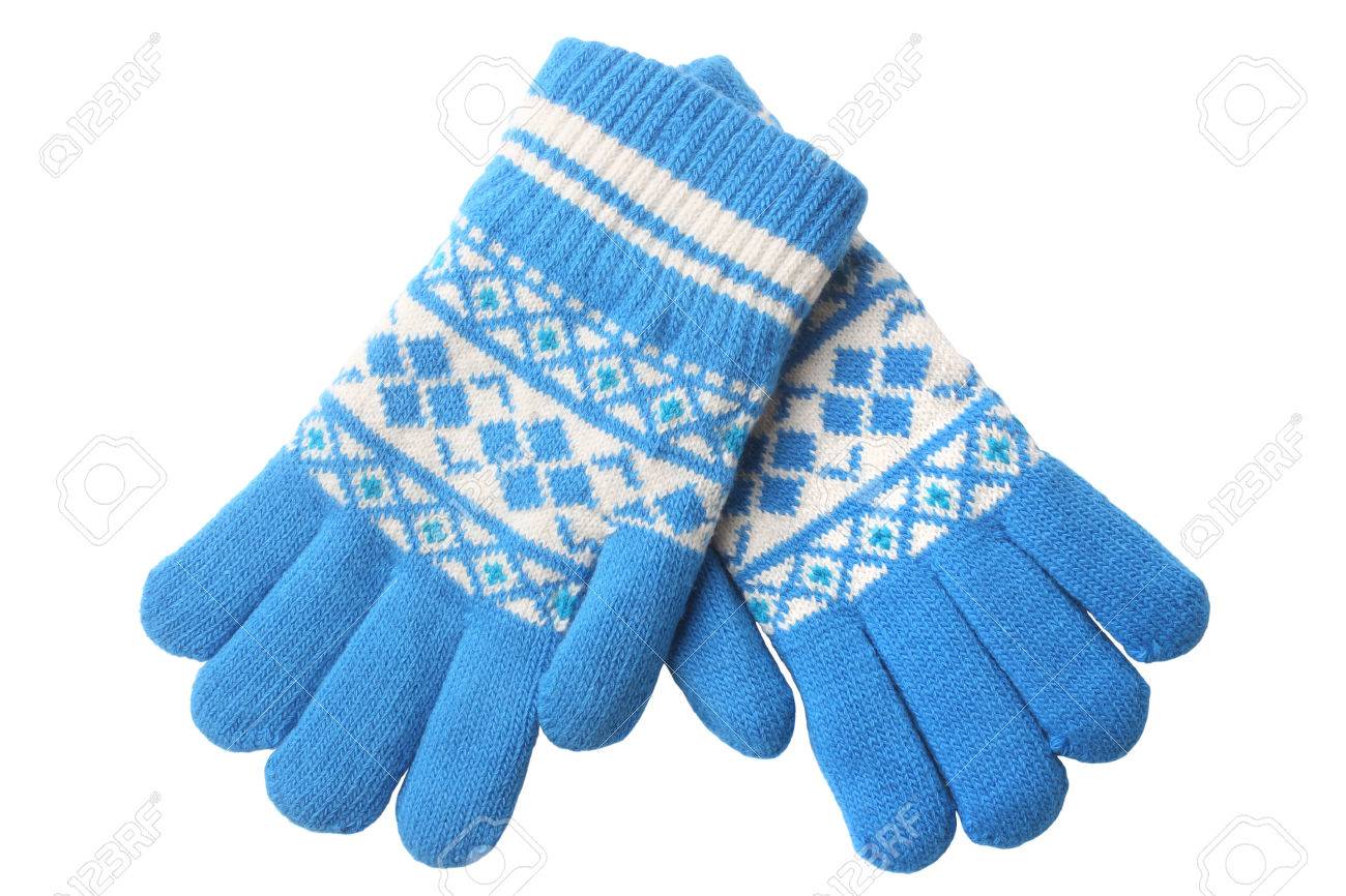 Warm woolen knitted gloves isolated on white background - 53958321 Warm woolen knitted gloves isolated on white background - 53958321