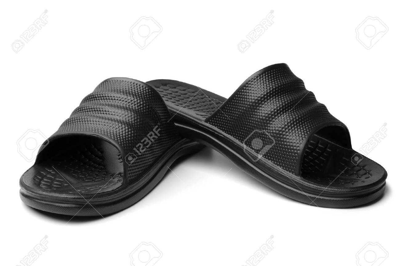 black rubber slippers