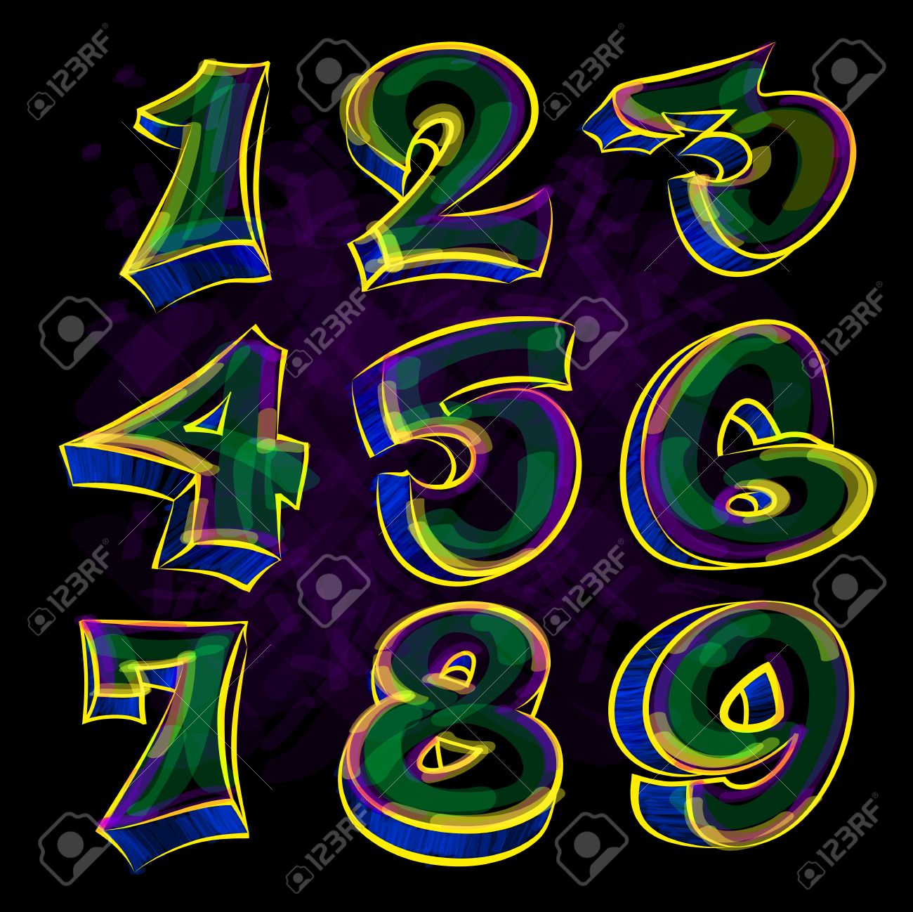 Colorl 落書きの数字 近代型グラフィティ デザイン の写真素材 画像素材 Image