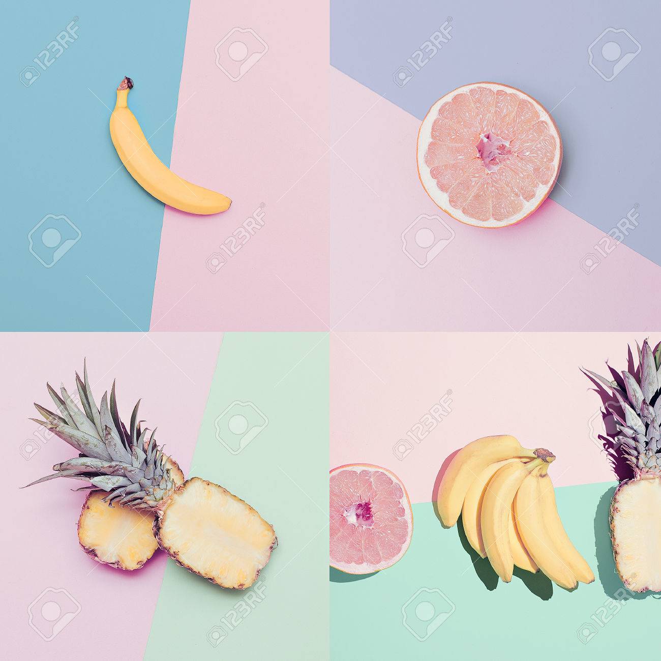 Fashion Vanilla fruit set. minimal Style - 37664430 Fashion Vanilla fruit set. minimal Style - 37664430
