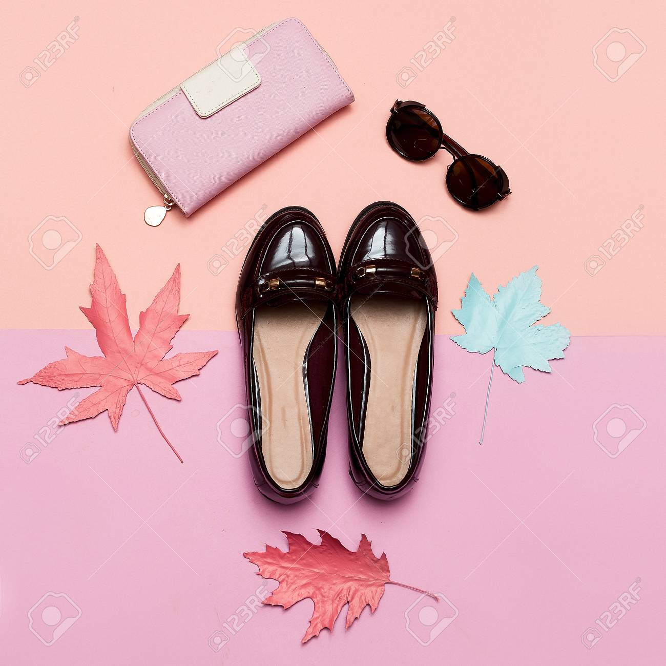 Fashionable Vintage Shoes for Lady and Accessories Clutch and Glasses Concept Minimal Design Art - 77224471 Fashionable Vintage Shoes for Lady and Accessories Clutch and Glasses Concept Minimal Design Art - 77224471