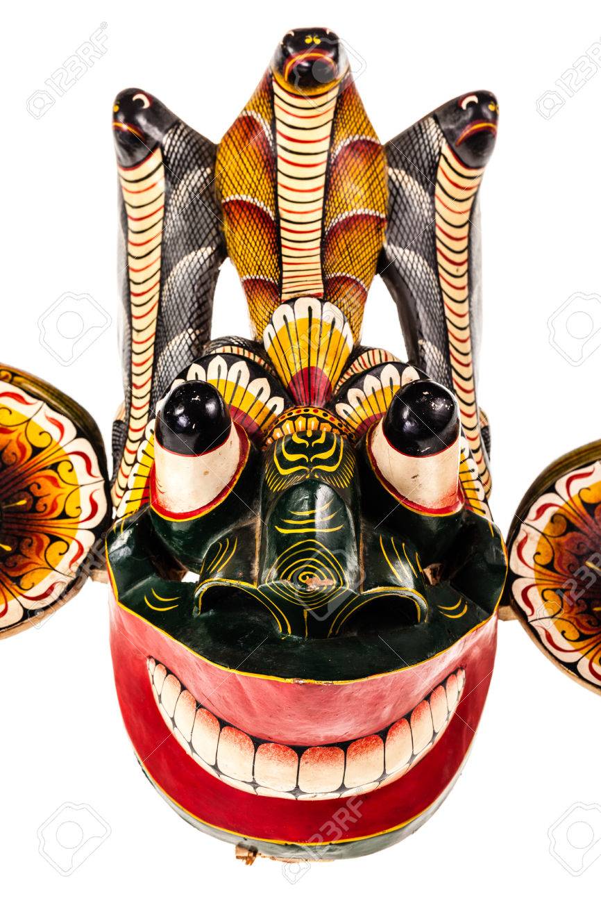 伝統的なスリランカの舞踊マスク ガラ ラクシャバンダン マスク、白で