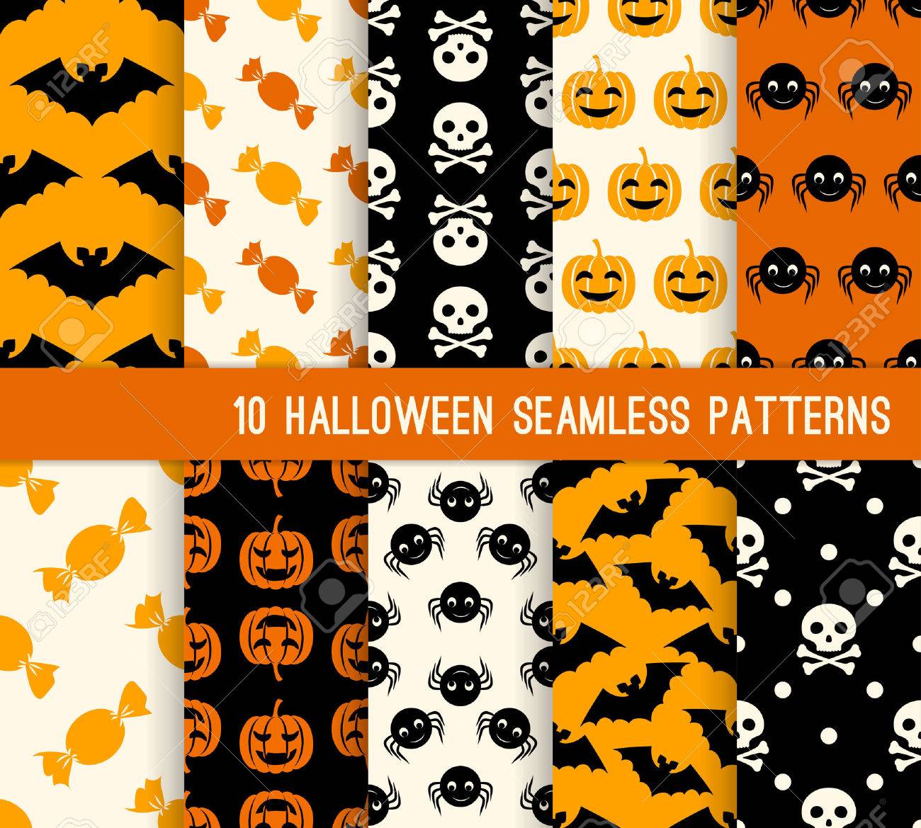 10 ハロウィーン別シームレス パターン 壁紙 Web ページの背景 包装