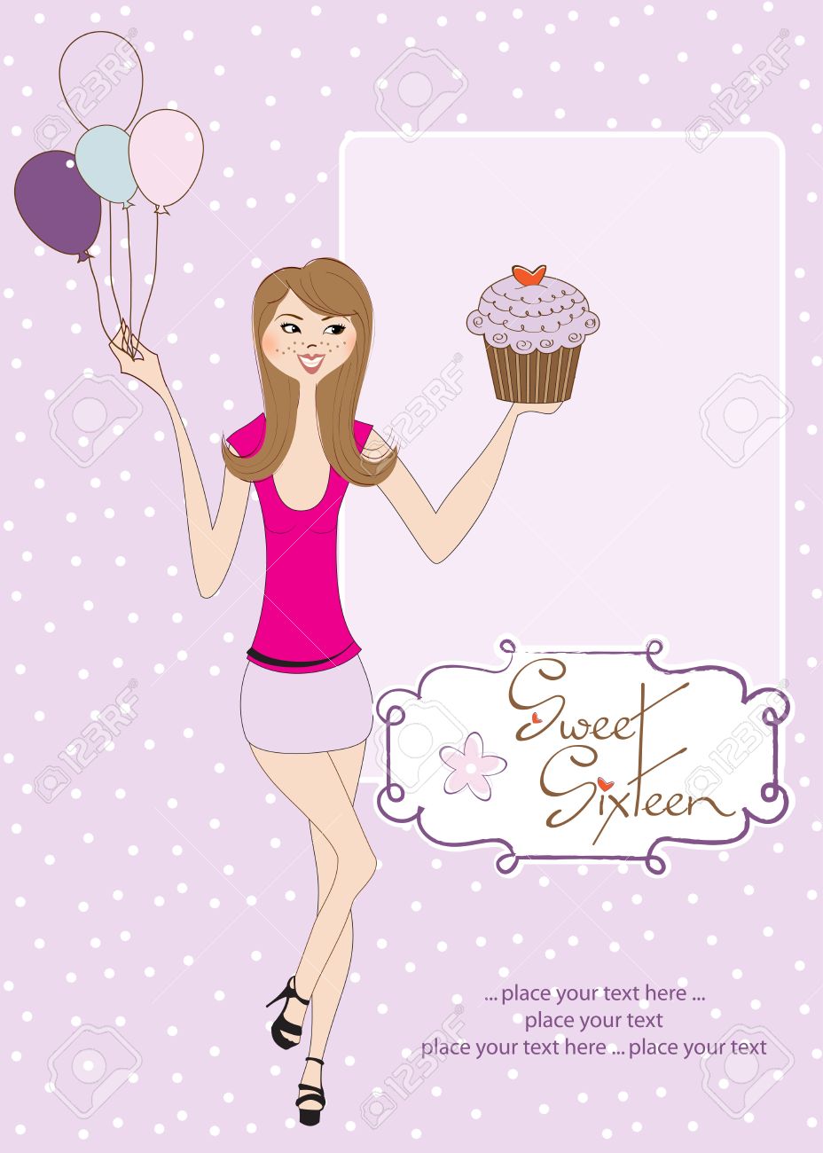 Carte D Anniversaire Sucre Seize Avec Jeune Fille Clip Art Libres De Droits Vecteurs Et Illustration Image Carte D Anniversaire Sucre Seize Avec Jeune Fille Clip Art Libres De Droits Vecteurs Et Illustration Image