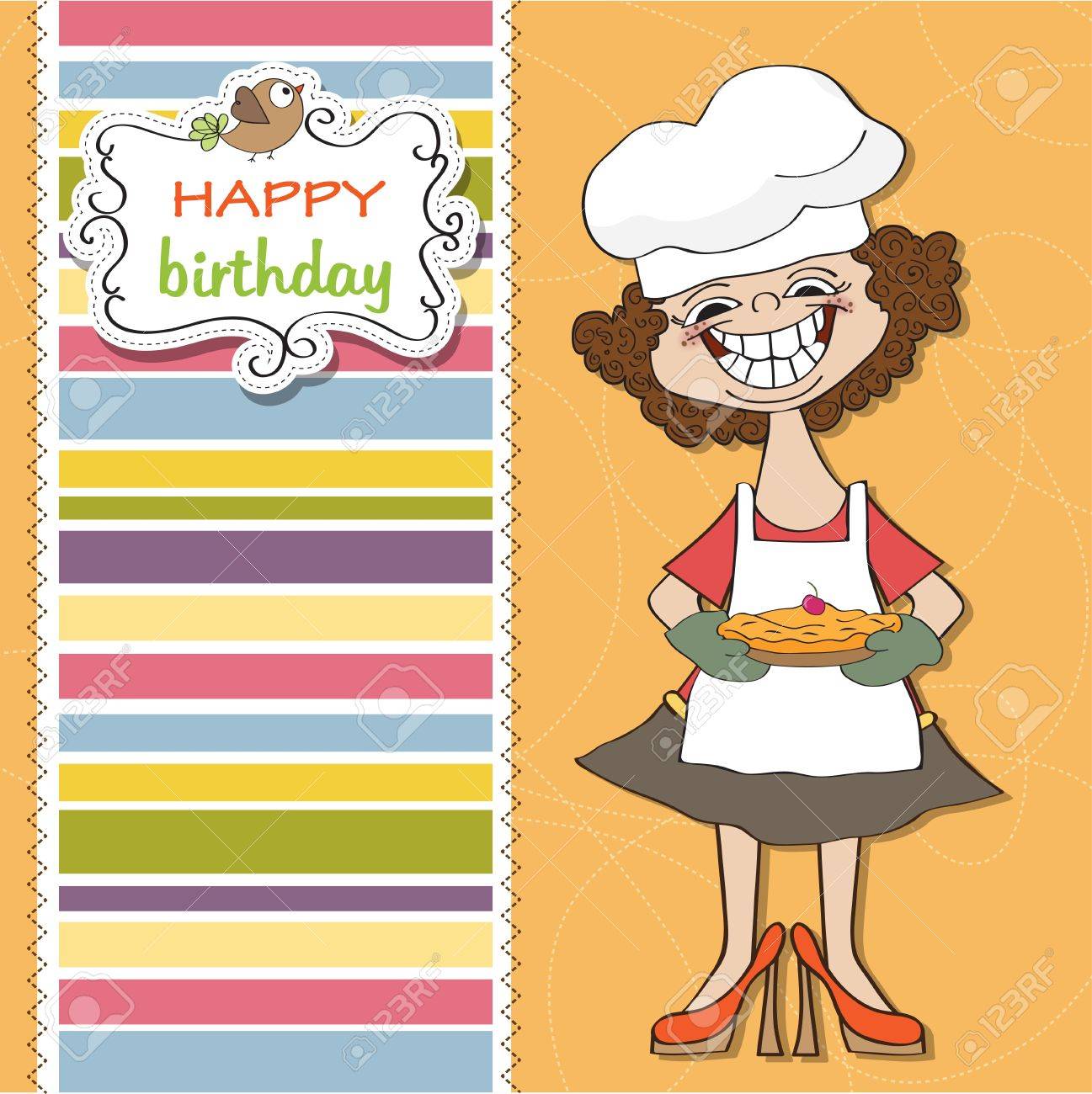 Carte De Joyeux Anniversaire Avec Gateau Clip Art Libres De Droits Vecteurs Et Illustration Image
