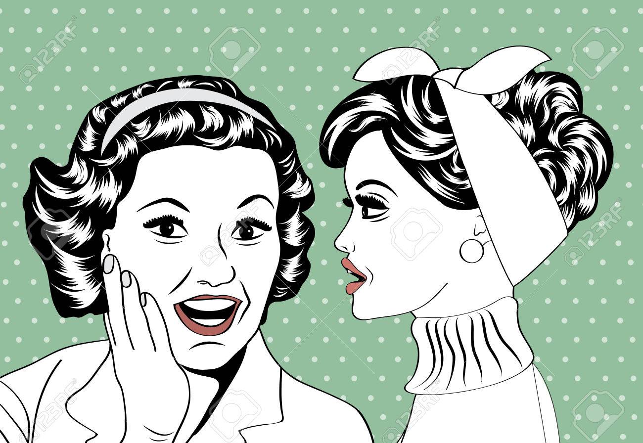 ポップアート レトロでレディース コミック スタイルのうわさ話 ベクトル イラストのイラスト素材 ベクタ Image