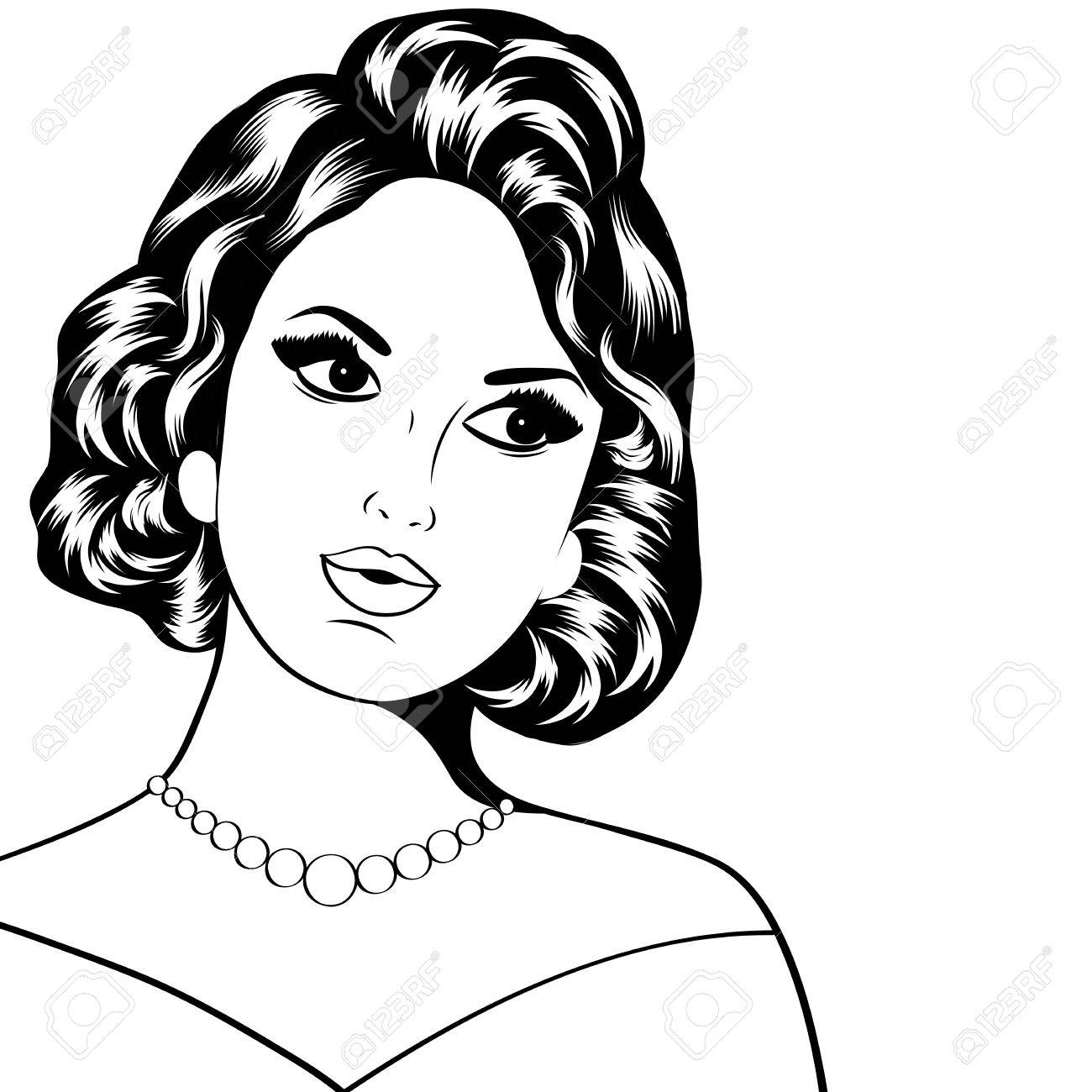 Pop Art Illustration Von Madchen In Schwarz Und Weiss Lizenzfrei Nutzbare Vektorgrafiken Clip Arts Illustrationen Image