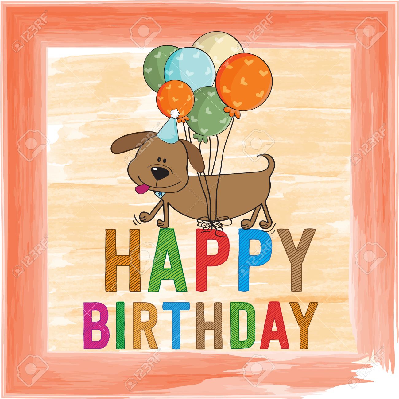 Carte D Anniversaire D Enfant Avec Un Chien Drole Clip Art Libres De Droits Vecteurs Et Illustration Image