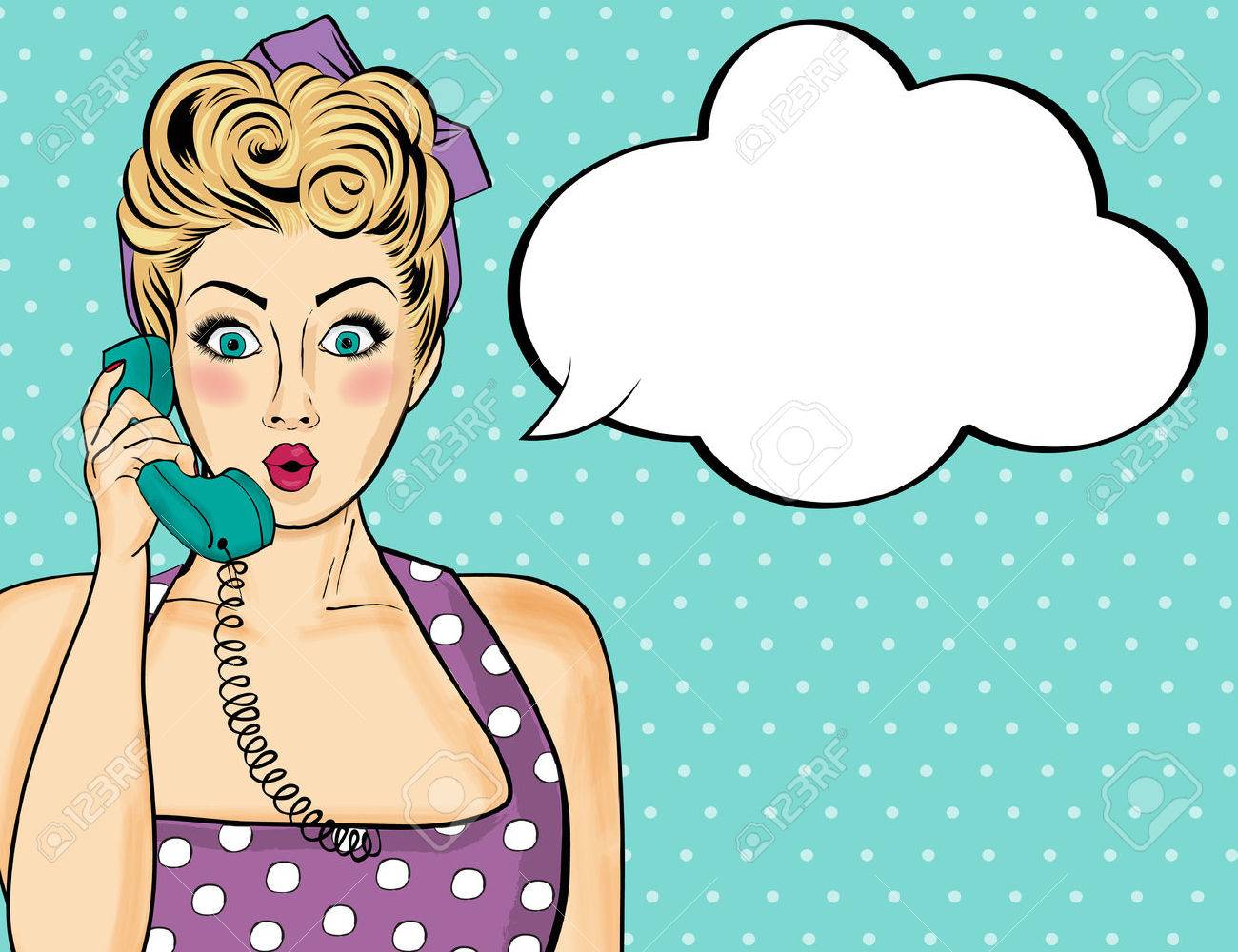 Pop art woman chatting on retro phone . Comic woman with speech bubble. Vector illustration. - 67248991 Pop art woman chatting on retro phone . Comic woman with speech bubble. Vector illustration. - 67248991