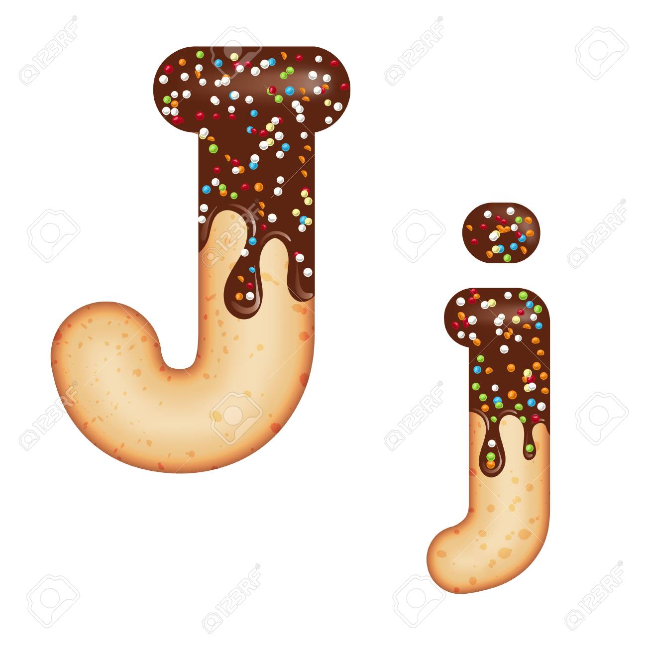 Tempting typography. Font design. Icing letter. Sweet 3D donut letter J glazed with chocolate cream and candy. Vector - 121667350 Tempting typography. Font design. Icing letter. Sweet 3D donut letter J glazed with chocolate cream and candy. Vector - 121667350