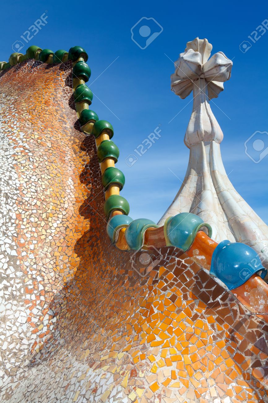 roof architecture at casa batllo building restored by antoni
