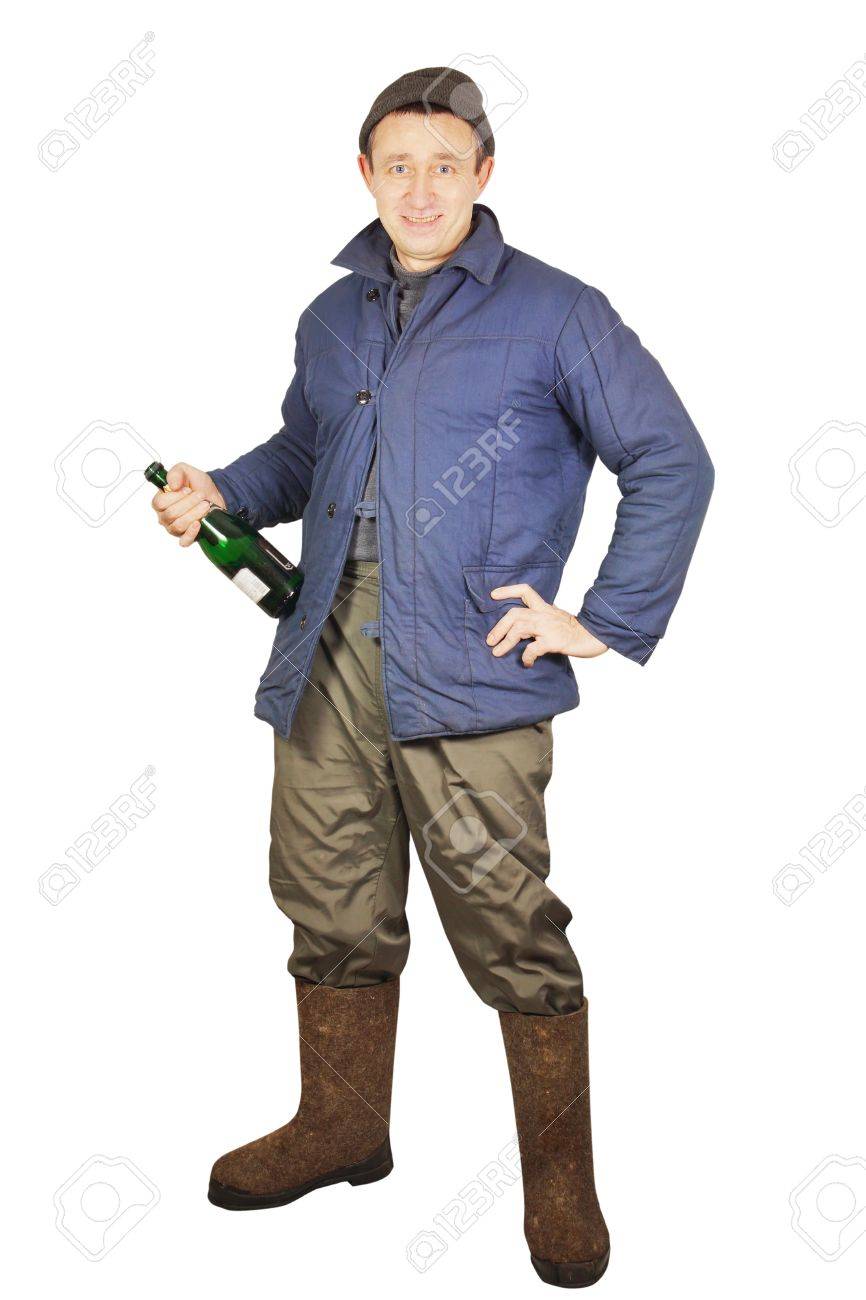 Drunk Man With A Bottle Of Alcohol Stock Photo Picture And Royalty