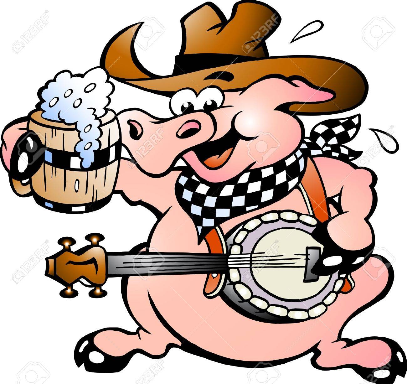 Hand Drawn Illustration Of An Pig Playing Banjo Stock Photo Picture And Royalty Free Image Image 13963834