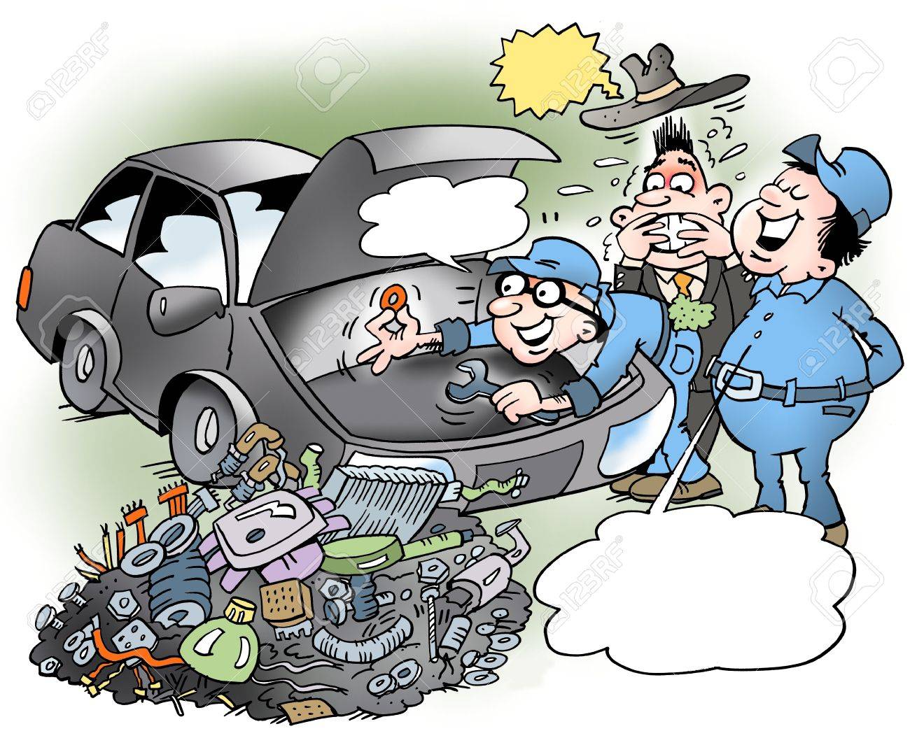 Ilustracion De Dibujos Animados De Un Mecanico Autista Inteligente Que Ha Jugado Todo El Motor Aparte Fotos Retratos Imagenes Y Fotografia De Archivo Libres De Derecho Image 65547375