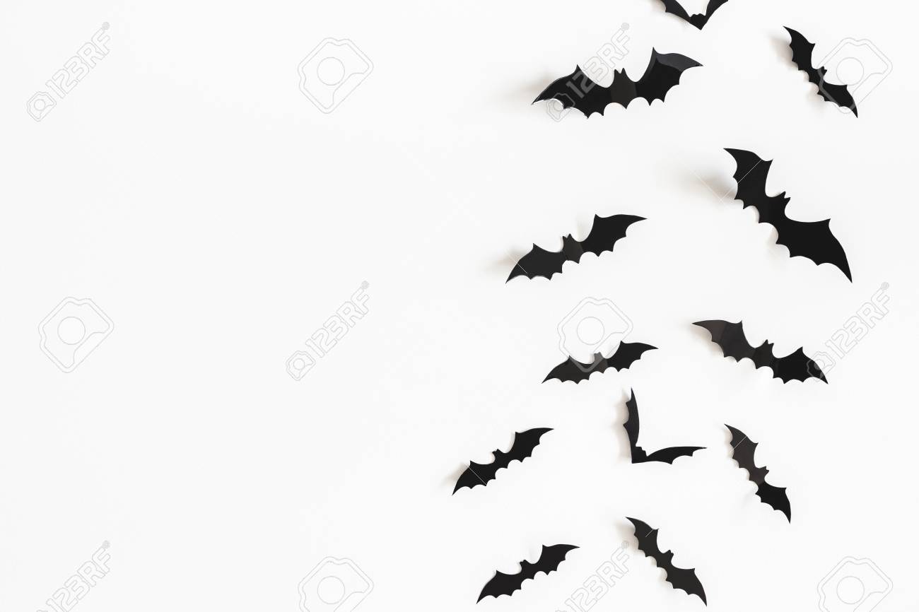 Halloween paper decorations on white background. Halloween concept. Flat lay, top view, copy space - 114237868 Halloween paper decorations on white background. Halloween concept. Flat lay, top view, copy space - 114237868