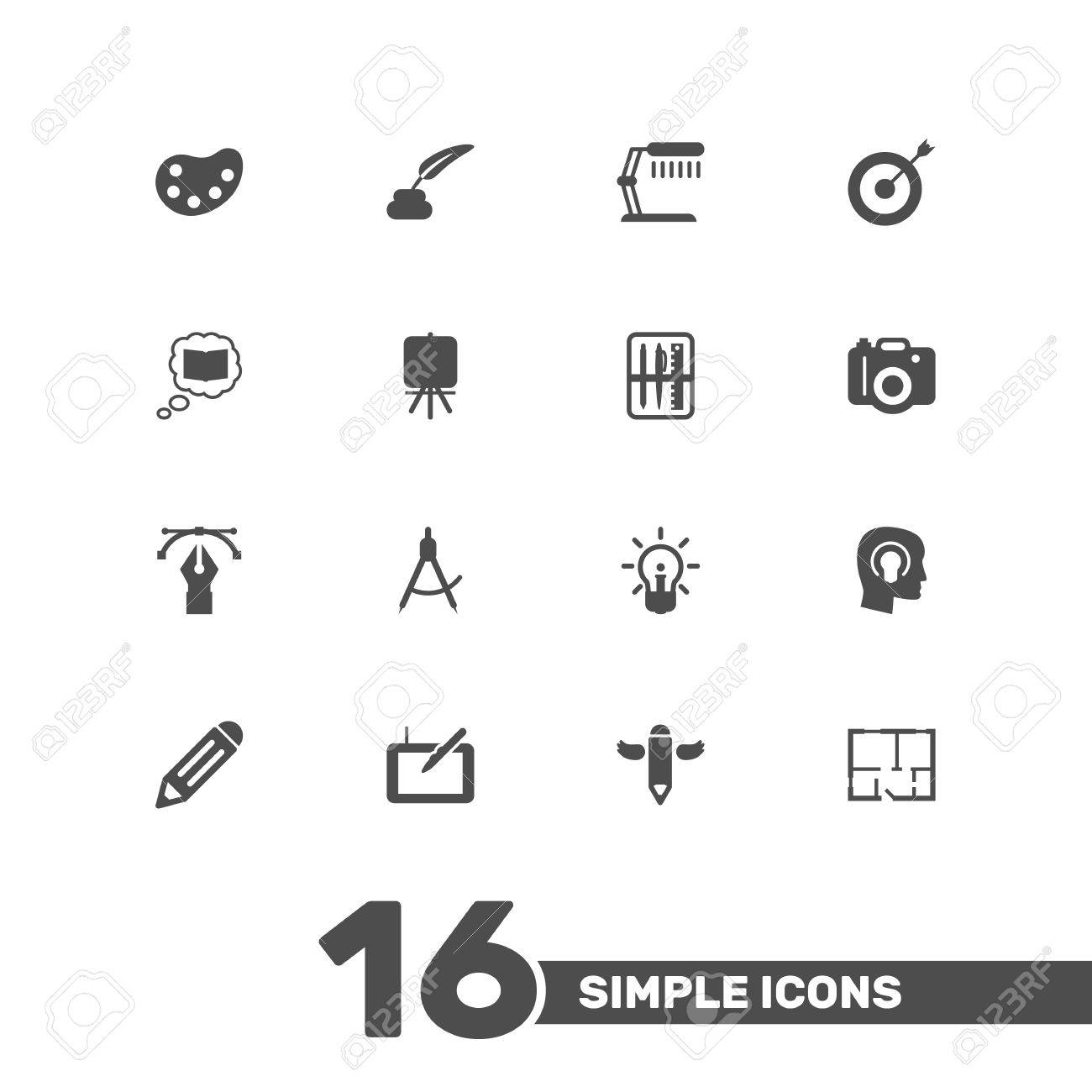 set of 16 constructive icons set collection of pencil arrow