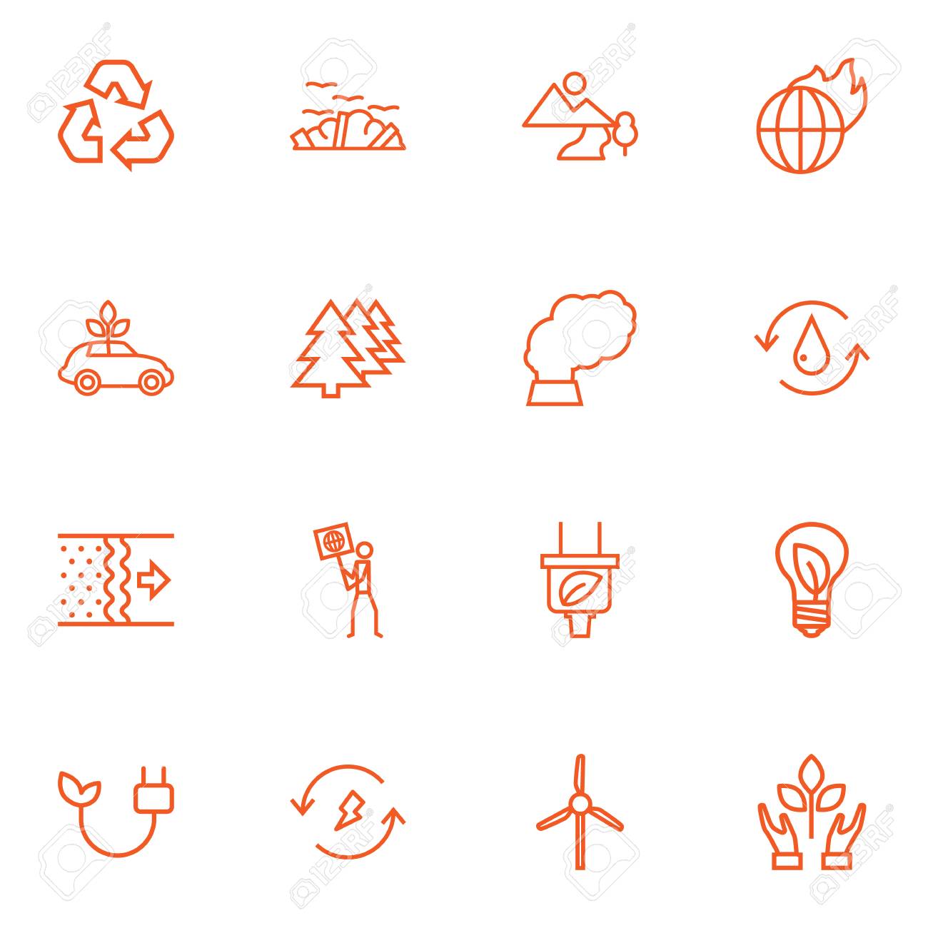 set of 16 bio outline icons set bio outline