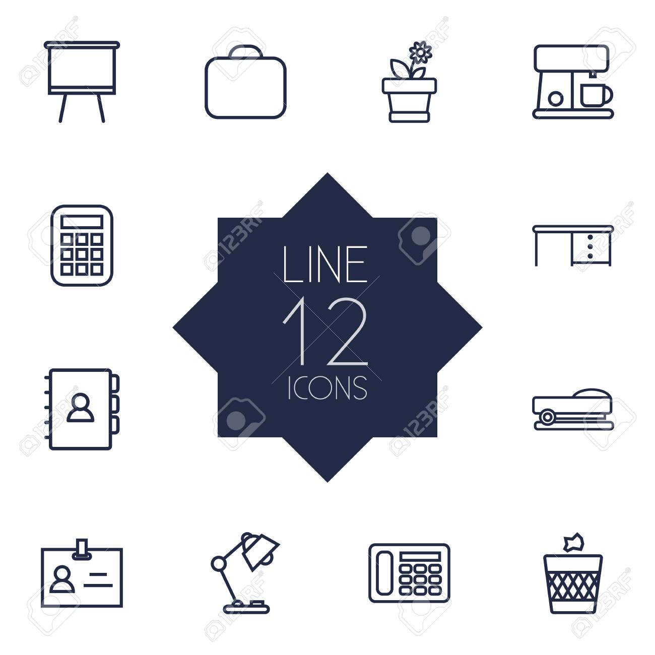 set of 12 workspace outline icons set collection of calculator calculator maker