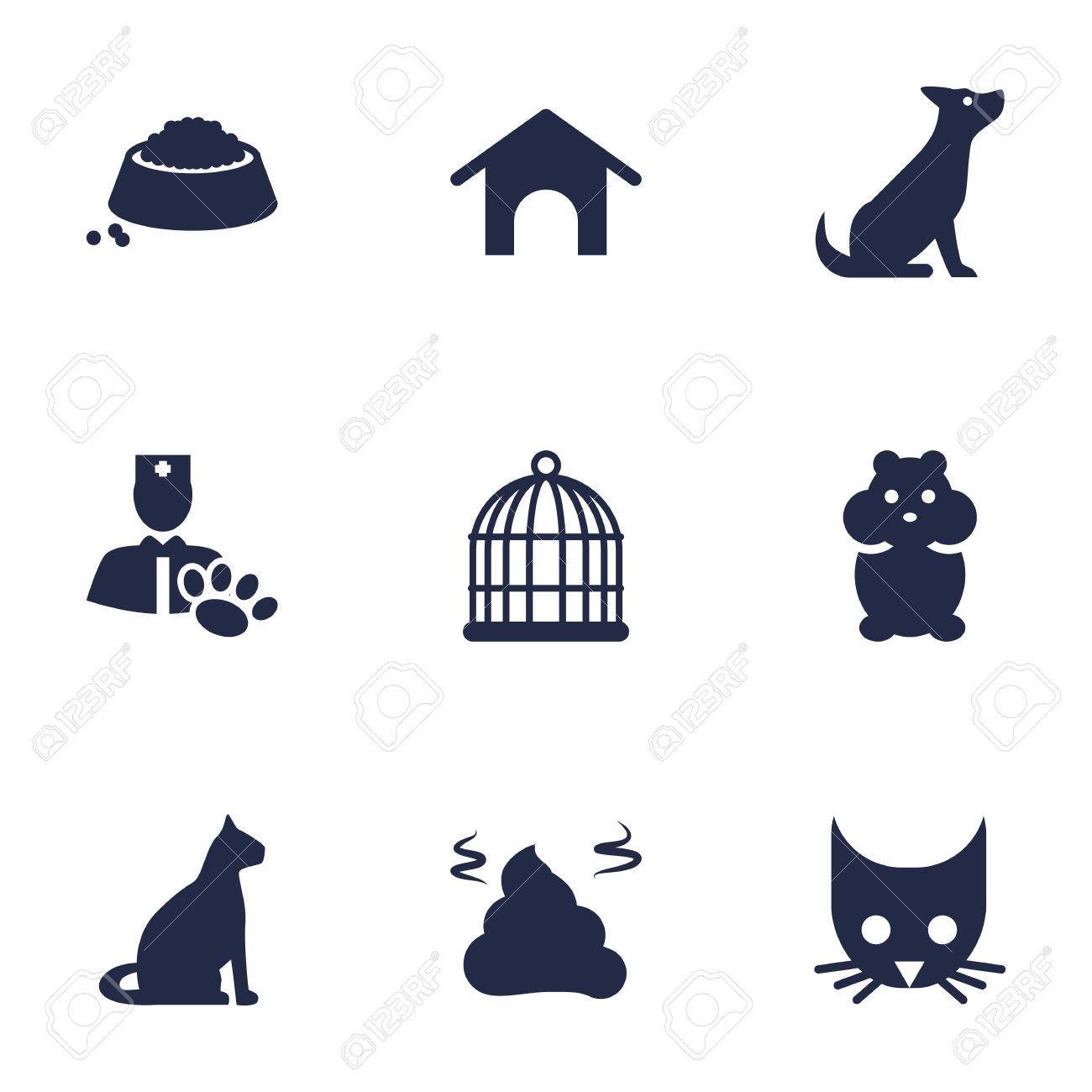 Ensemble De 9 Set Dicônes De Mammifères Collection De Chien Chat Maison Et Autres éléments