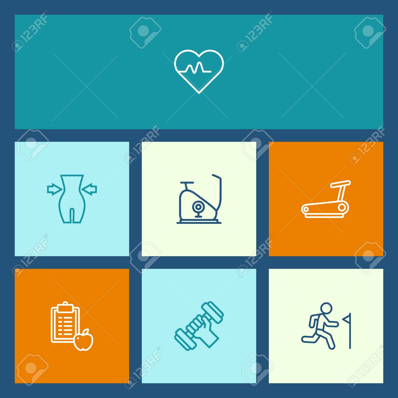 set of 7 training outline icons set collection of running track