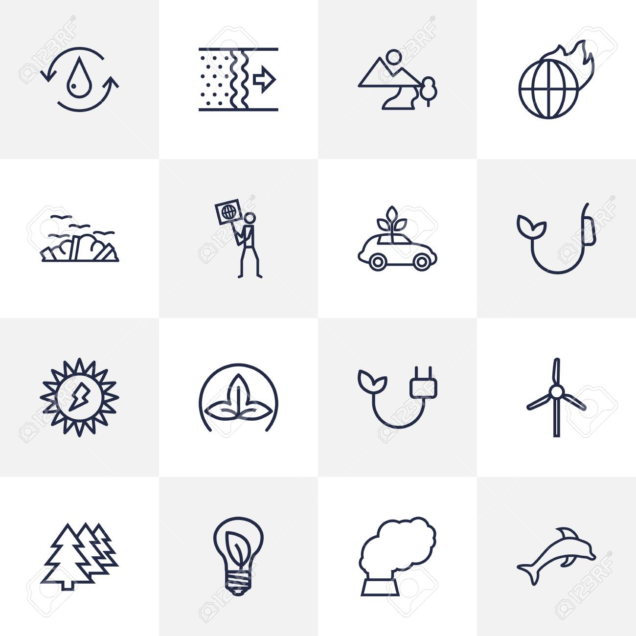 set of 16 bio outline icons bio outline