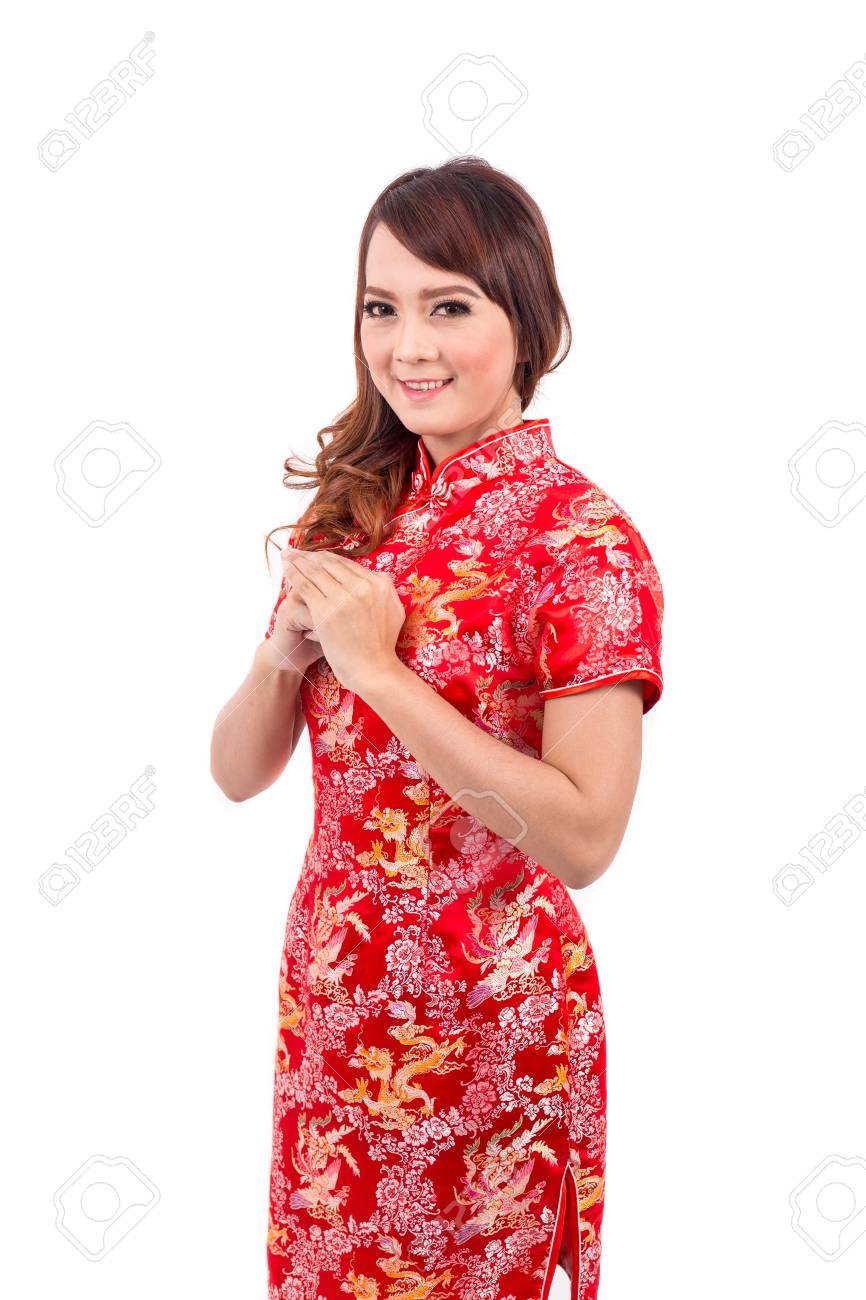 繁体中国語 中国の新年の挨拶中国のアジアの女の子 の写真素材 画像素材 Image