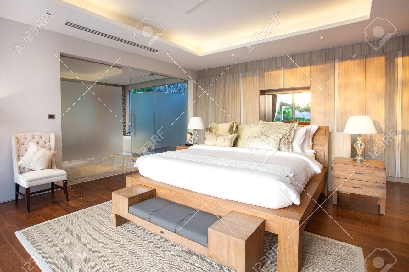 Luxury Interior Design In Bedroom Of Pool Villa With Cozy King