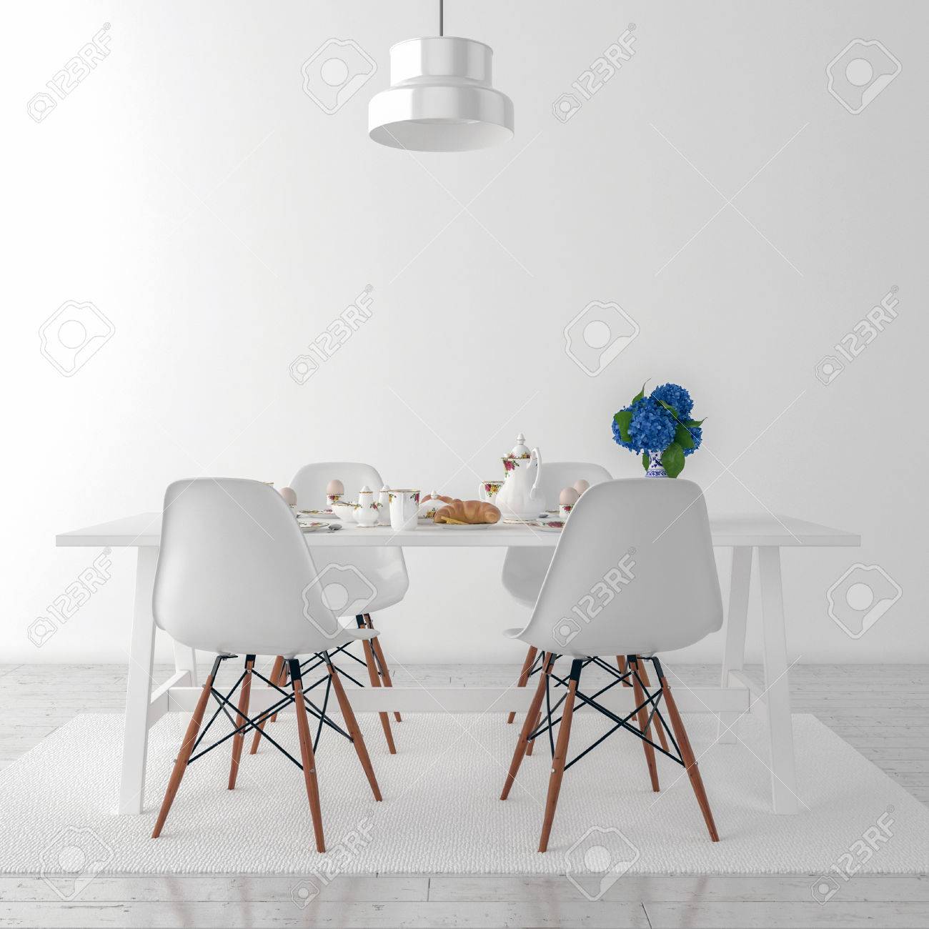 küchentisch und stühle - 3d abbildung