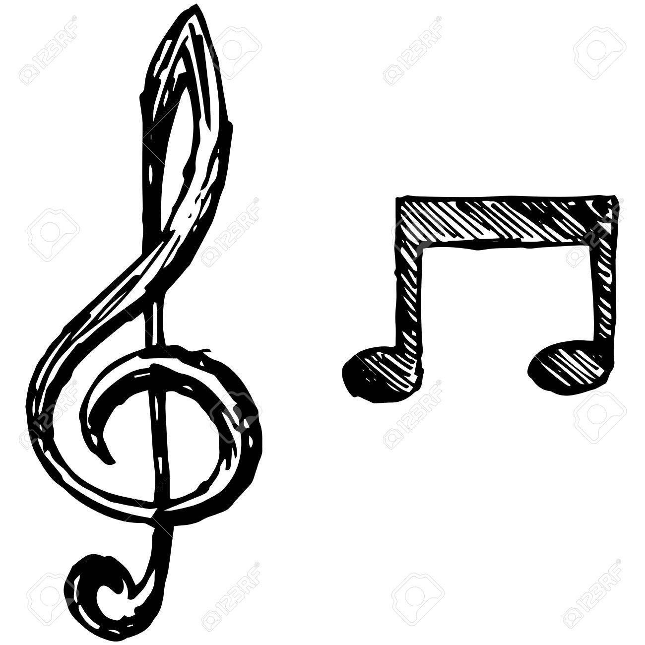 落書きスタイルで音符イラスト のイラスト素材 ベクタ Image