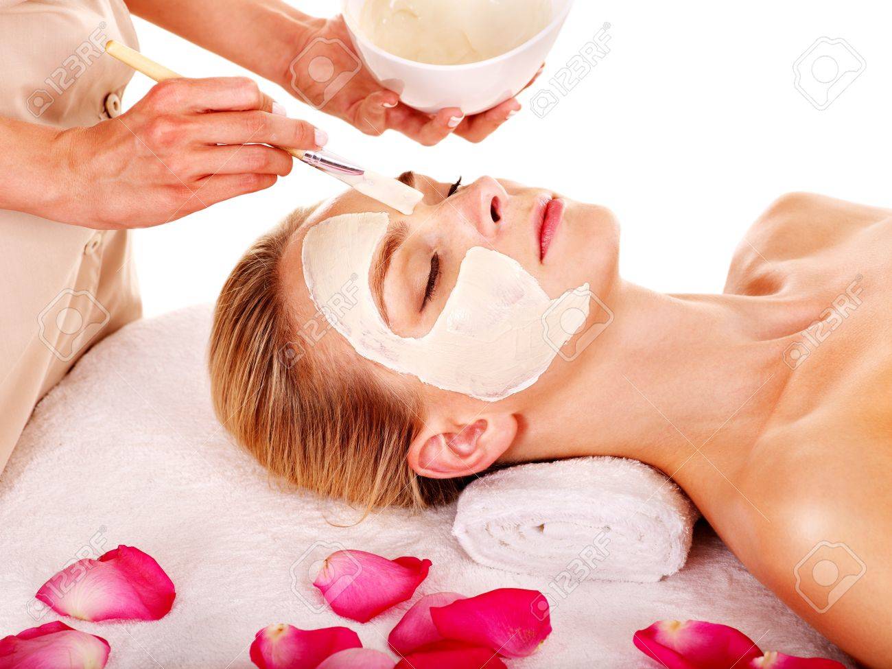 Download Woman With Clay Facial Mask With Rose Petal Isolated Stock Photo Picture And Royalty Free Image Image 15232721 PSD Mockup Templates