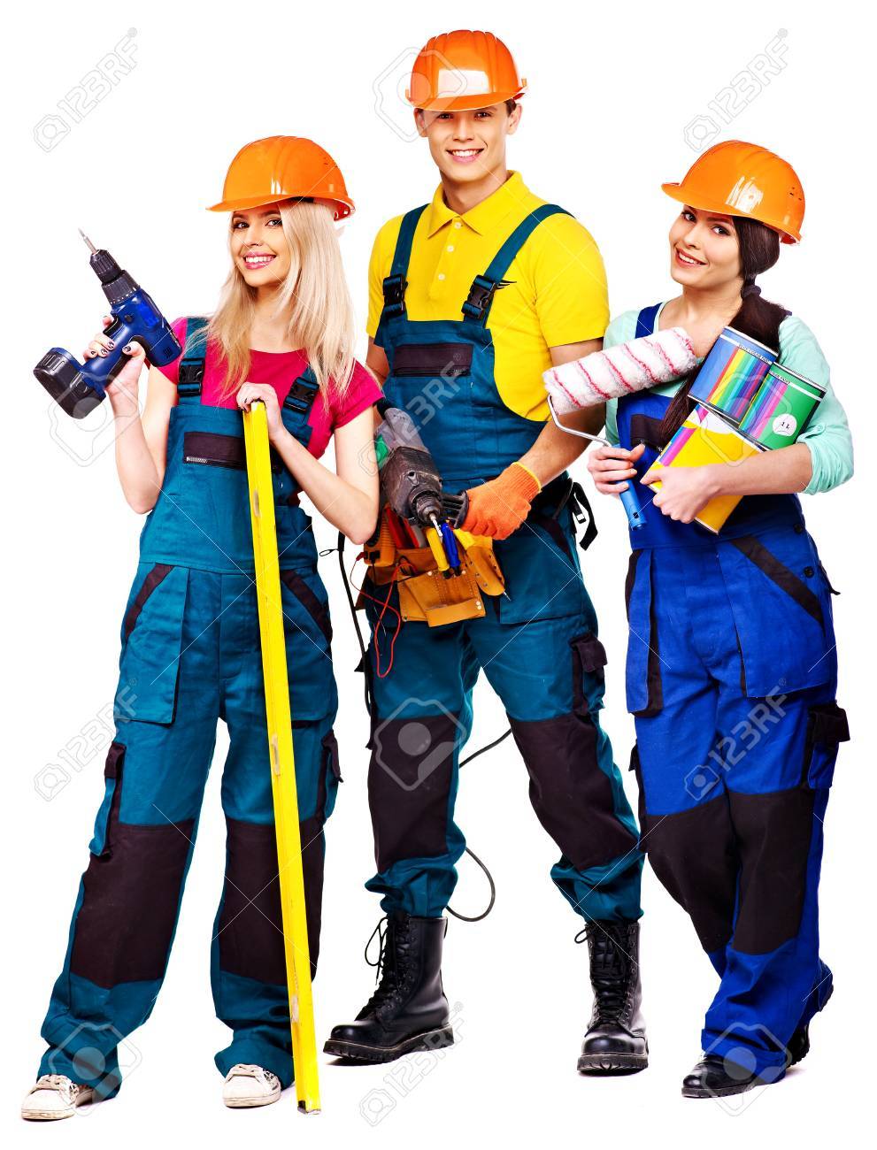 Group people builder with construction tools. Isolated. - 23856420 Group people builder with construction tools. Isolated. - 23856420