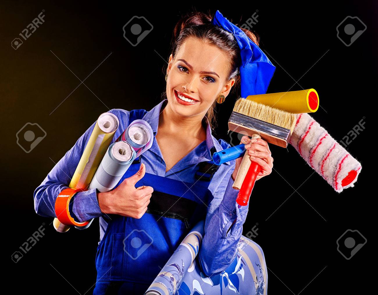 ビルダー若い美しい女性の壁紙 ファッション の写真素材 画像素材 Image