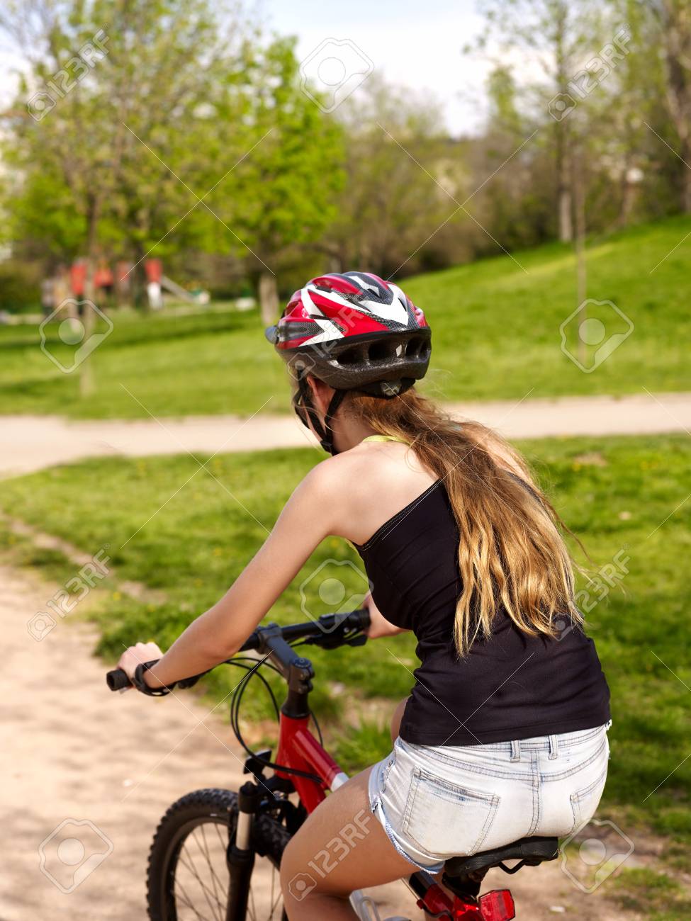 girl riding bicycle