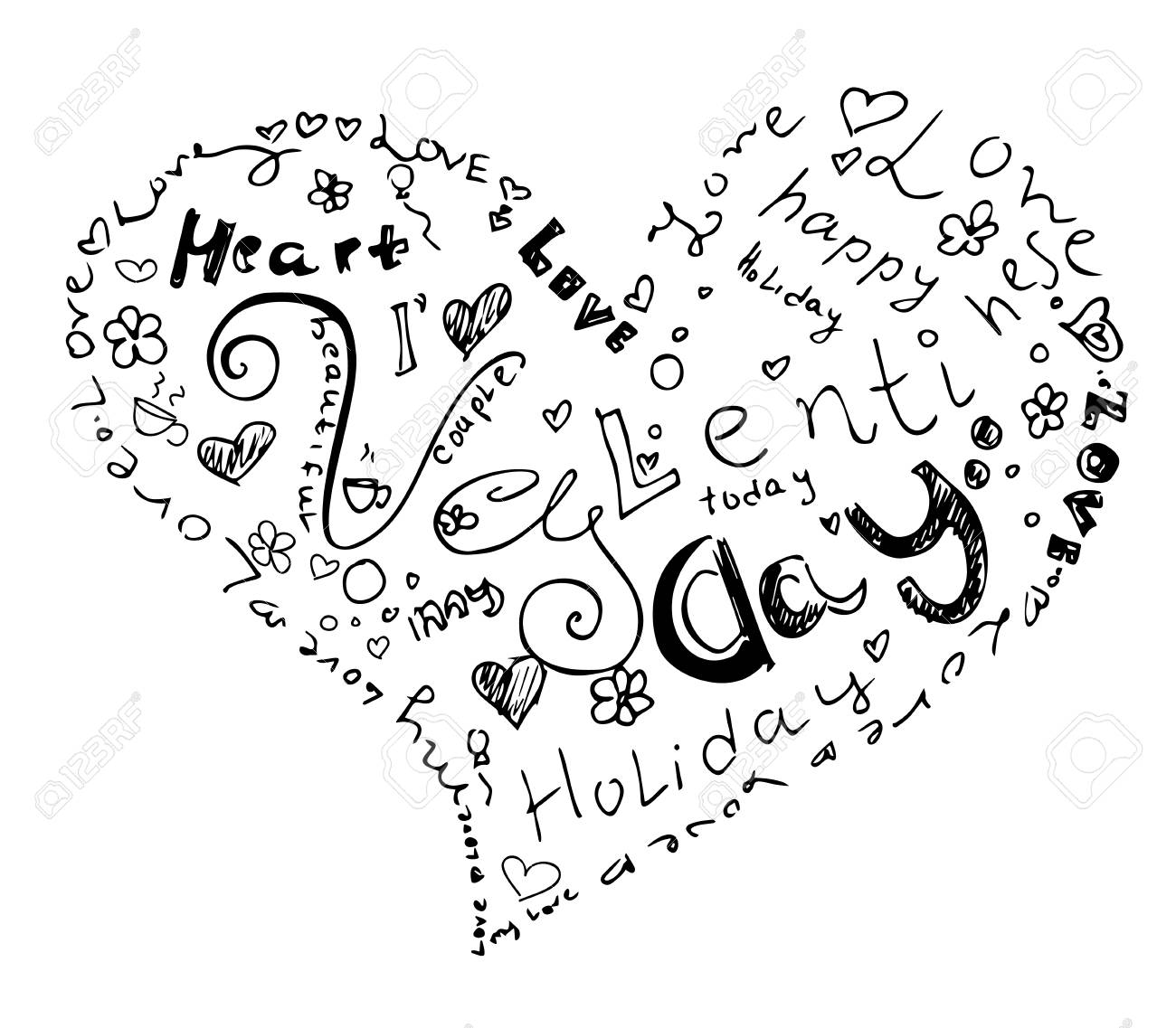 valentine day heart from symbol included happy valentines day happy valentines day black and white words