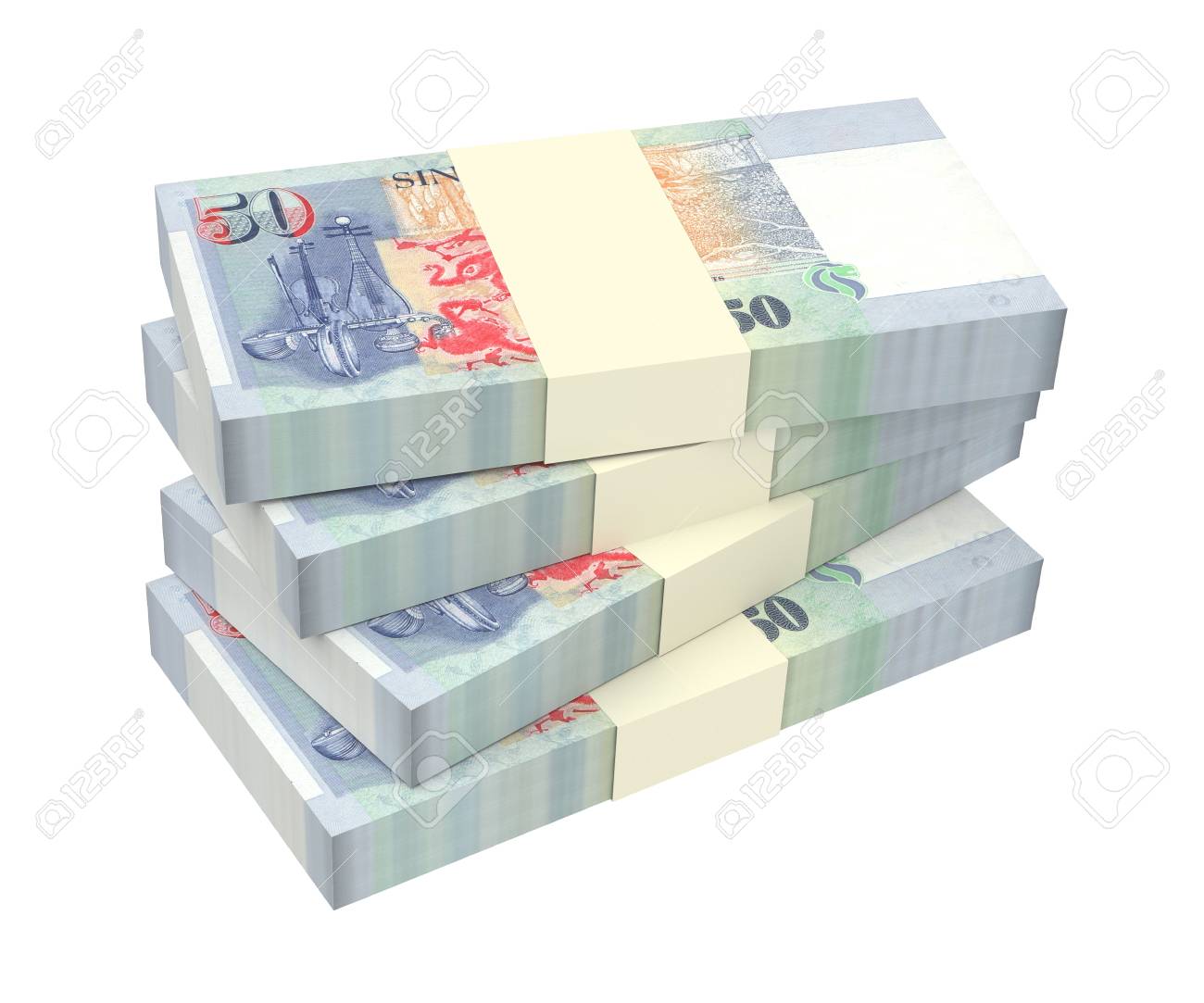 ブルネイドル（シンガポールドルと等価）ピン札の札束です