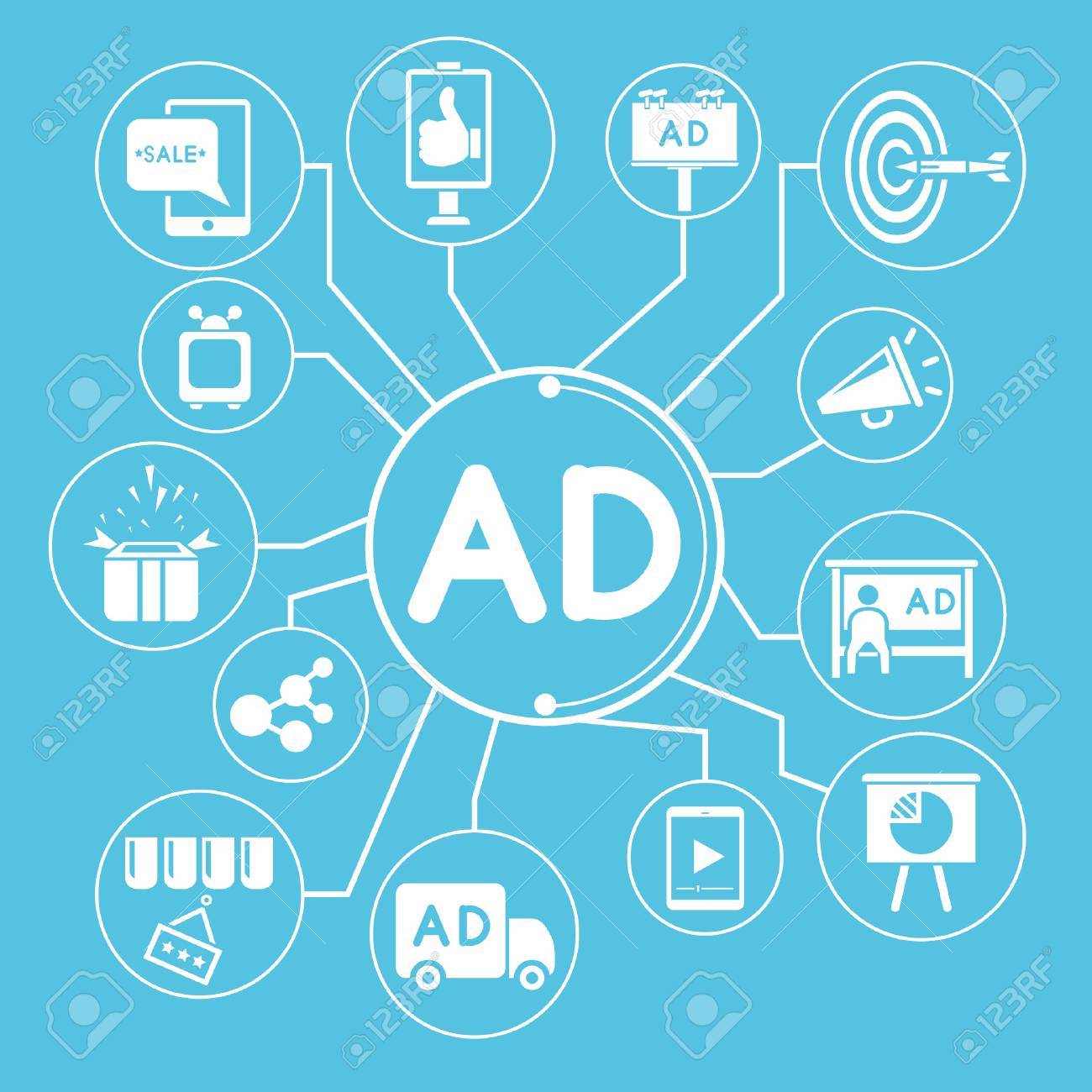 advertising mind mapping info graphic blue theme theme mapping