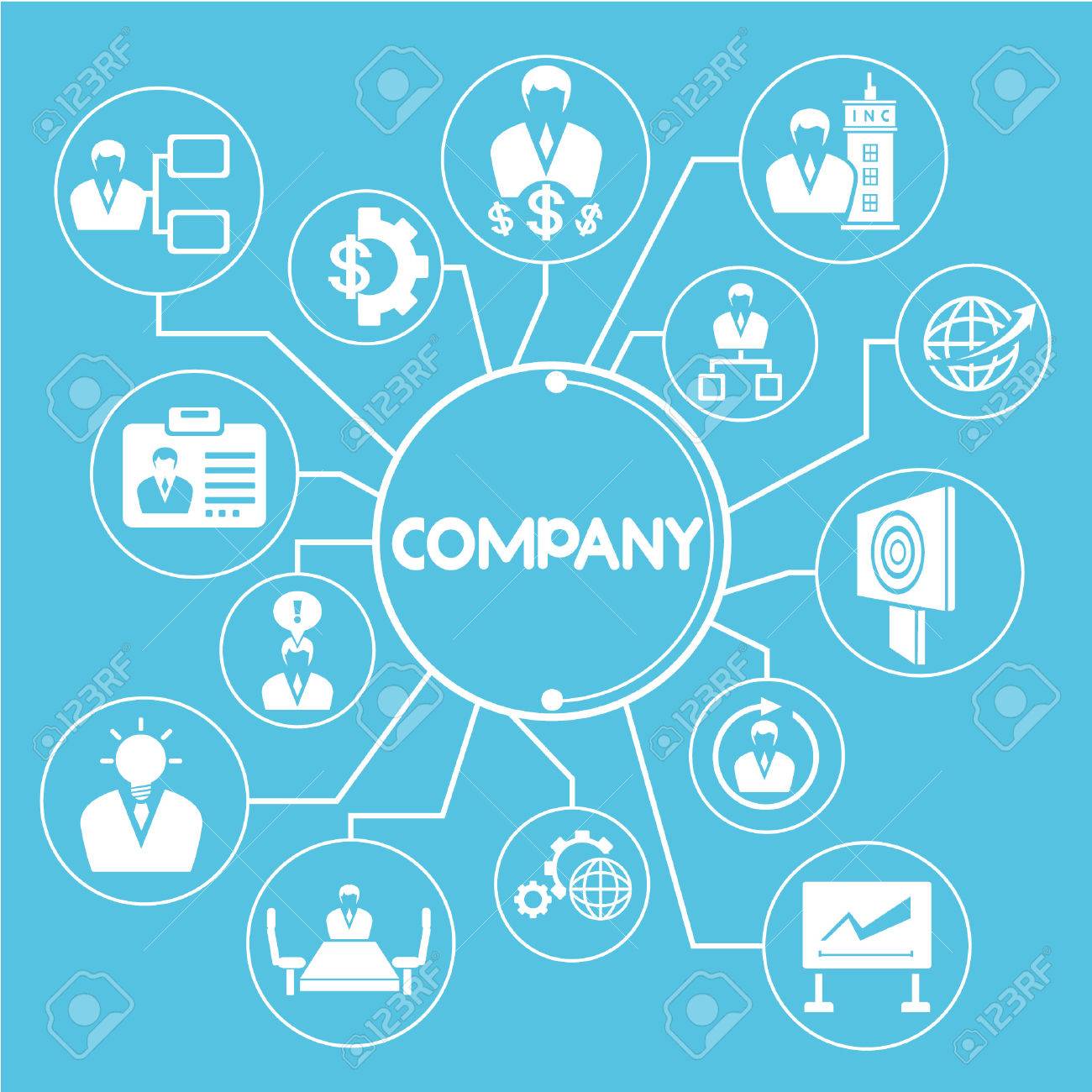 company and business mind mapping info graphic blue theme theme mapping
