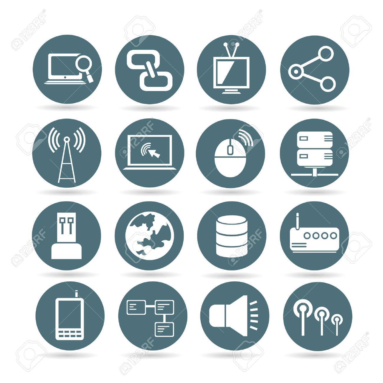 network and communication icons web buttons app buttons set buttons app