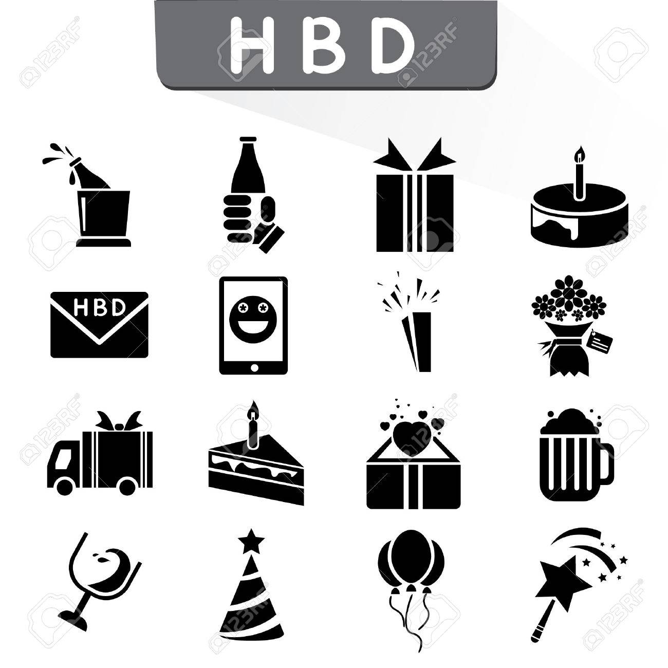 幸せな誕生日のアイコンを設定 党のアイコンを設定のイラスト素材 ベクタ Image