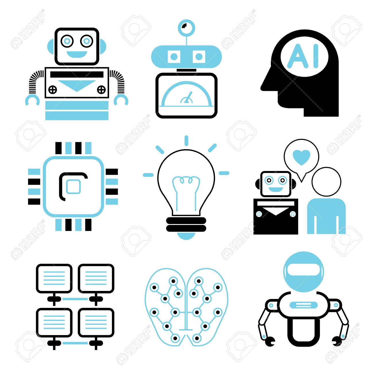 Robot Icons Artificial Intelligence Royalty Free Cliparts Vectors And Stock Illustration Image